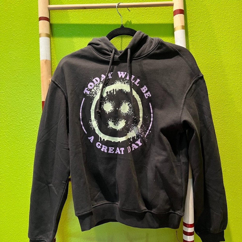 Today Will Be A Great Day, Smiley Face Hoodie, XS, H&M